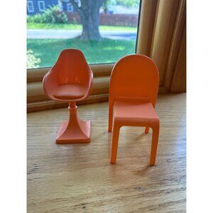 Barbie Doll Dream House Retro Orange Chairs Set